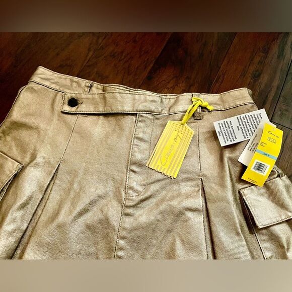 Circus by Sam Edelman Gold Cargo Packets Mini Skirt w Cut Hem Size 31 NWT - Picture 9 of 10